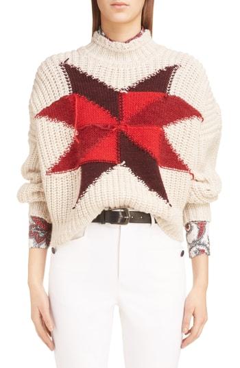 Women's Isabel Marant Hanoi Intarsia Patchwork Sweater Us / 34 Fr - Beige
