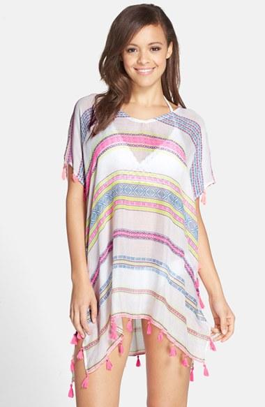 Women's Surf Gypsy Stripe Tassel Cover-up Poncho