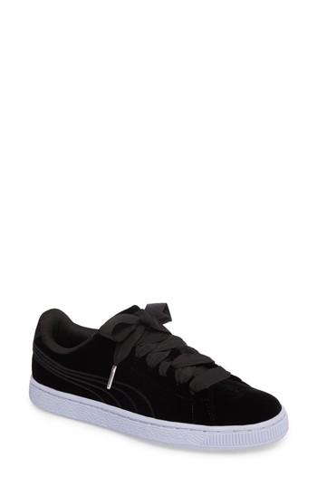 Women's Puma Basket Classic Velour Sneaker .5 M - Black