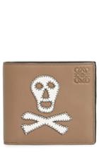 Men's Loewe Skull Leather Bifold Wallet - Beige