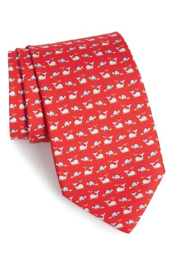 Men's Salvatore Ferragamo Gulp Print Silk Tie, Size - Red