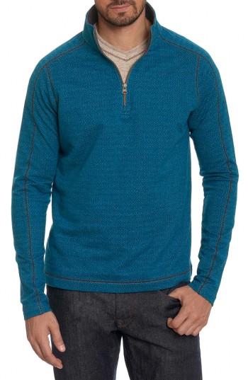 Men's Robert Graham Warrensburg Herringbone Quarter Zip Pullover - Blue