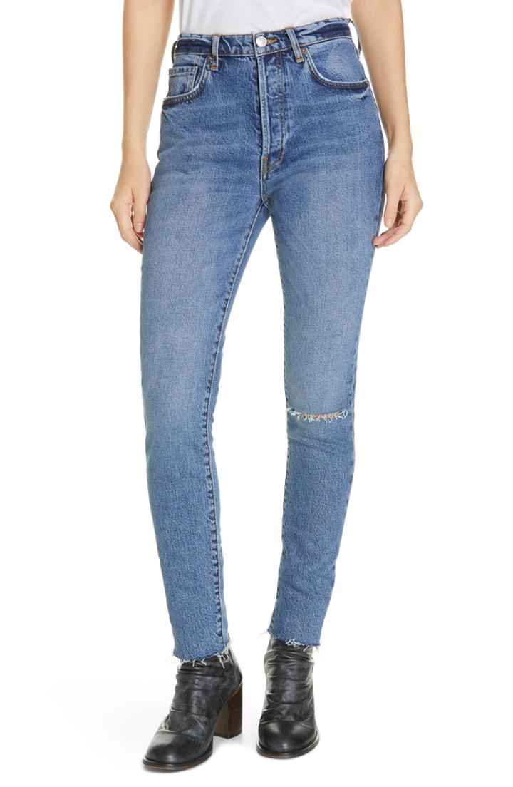 Women's We The Free By Free People Stella High Waist Raw Hem Skinny Jeans