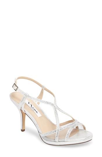 Women's Nina Blossom Crystal Embellished Sandal .5 M - Metallic