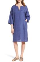 Women's Eileen Fisher Organic Linen Shift Dress, Size - Blue