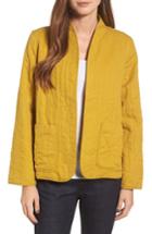 Women's Eileen Fisher High Collar Quilted Jacket, Size - Yellow