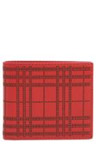 Men's Burberry Perforated Check Leather Billfold - Red