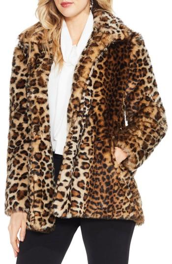 Women's Vince Camuto Leopard Print Faux Fur Jacket