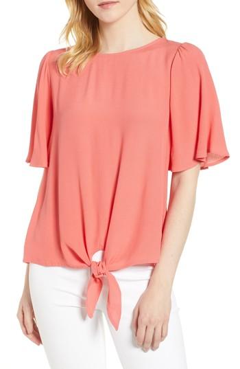 Women's Chelsea28 Ruffle Tie Front Top - Coral