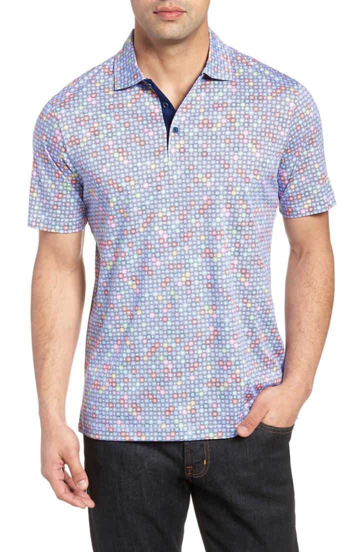 Men's Bugatchi Medallion Digital Print Polo - Purple