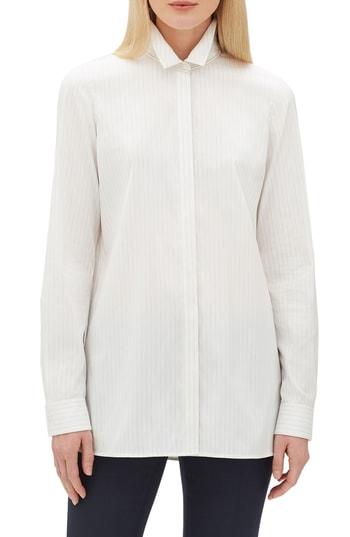 Women's Lafayette 148 New York Bray Stanford Stripe Blouse - Beige
