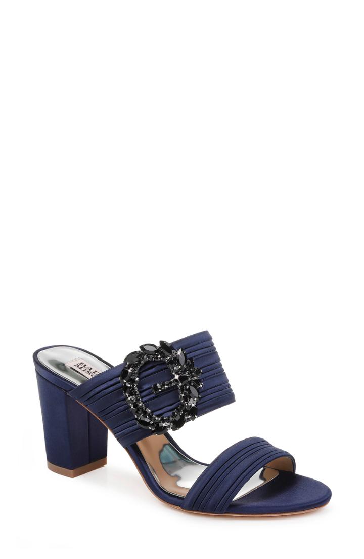 Women's Badgley Mischka Feline Crystal Buckle Slide Sandal M - Blue
