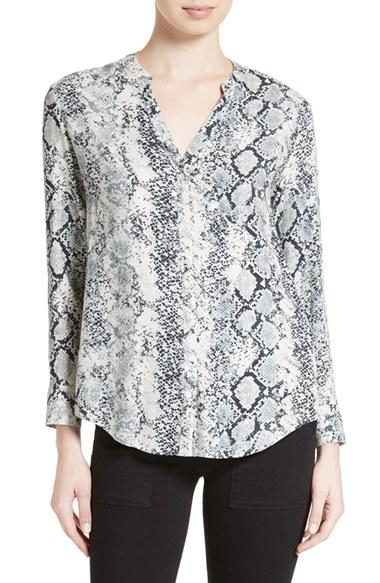 Women's Soft Joie 'dane' Snake Print Button Front Blouse - Blue