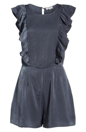 Women's Storee Ruffle Satin Romper - Blue