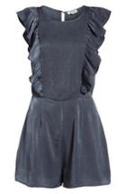 Women's Storee Ruffle Satin Romper - Blue