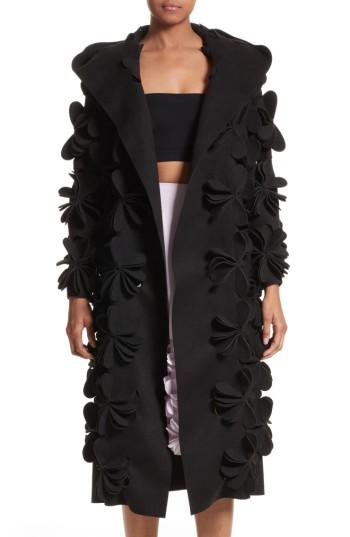 Women's Paskal Floral Applique Hooded Coat - Black