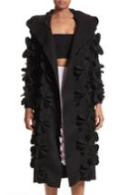 Women's Paskal Floral Applique Hooded Coat - Black
