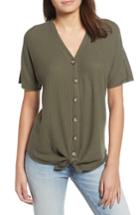Women's Socialite Tie Hem Thermal Tee - Green