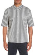 Men's Vince Regular Fit Stripe Short Sleeve Sport Shirt, Size - Green