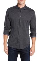 Men's Stone Rose Trim Fit Jacquard Knit Sport Shirt - Black