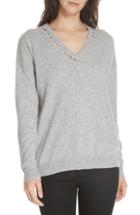 Women's Autumn Cashmere Imitation Pearl Neck Cashmere Sweater - Grey