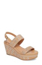 Women's Tory Burch Blake Embroidered Platform Wedge M - Beige