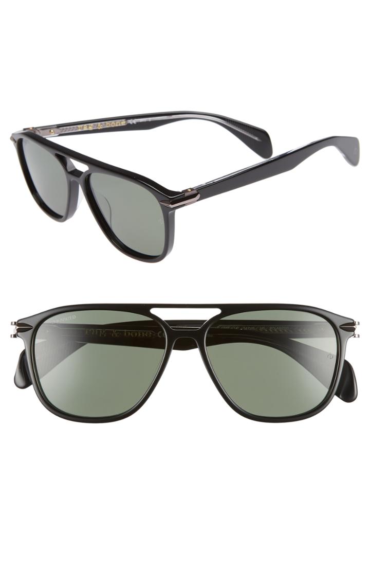 Men's Rag & Bone 54mm Polarized Aviator Sunglasses - Black