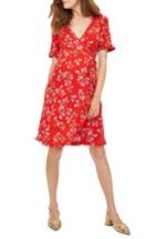 Women's Topshop Ditsy Floral Maternity Wrap Dress Us (fits Like 6-8) - Red