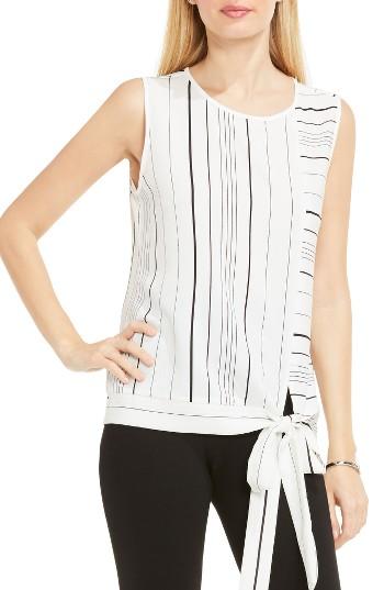 Women's Vince Camuto Pencil Stripe Tie Front Blouse - White
