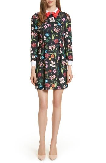 Women's Ted Baker London Hampton Embellished Collar Floral Dress - Black