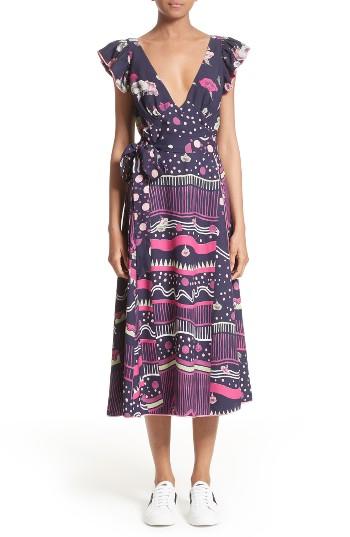 Women's Marc Jacobs Glories Crepe Back Satin Midi Wrap Dress