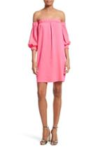Women's Milly Off The Shoulder Stretch Silk Dress, Size - Pink