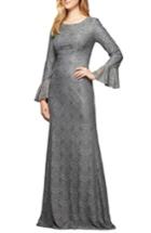 Women's Alex Evenings Sequined Lace Gown - Grey