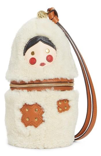 See By Chloe Matryoshka Doll Genuine Shearling Shoulder Bag - Beige