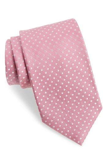 Men's Nordstrom Men's Shop Norton Dot Silk Tie, Size X-long - Pink