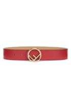 Women's Fendi Logo Buckle Leather Belt - Red