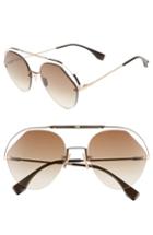 Women's Fendi 57mm Rimless Aviator Sunglasses - Brown