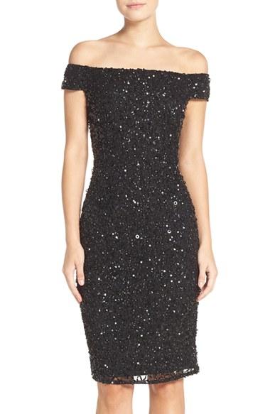 Women's Adrianna Papell Sequin Mesh Sheath Dress - Black