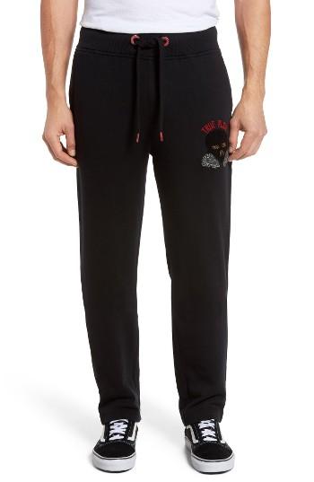 Men's True Religion Brand Jeans Rising Sun Embroidered Sweatpants - Black