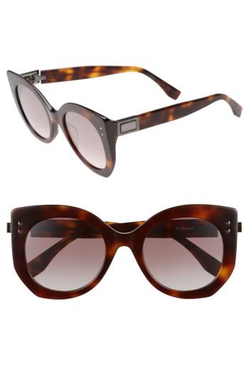 Women's Fendi 52mm Butterfly Sunglasses - Dark Havana