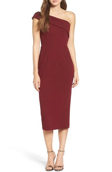 Women's Katie May One-shoulder Midi Sheath Dress - Red
