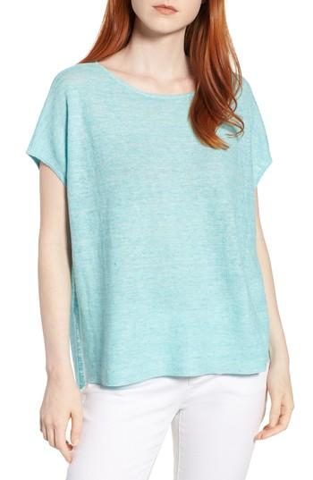 Women's Eileen Fisher High/low Poncho Top, Size - Blue/green