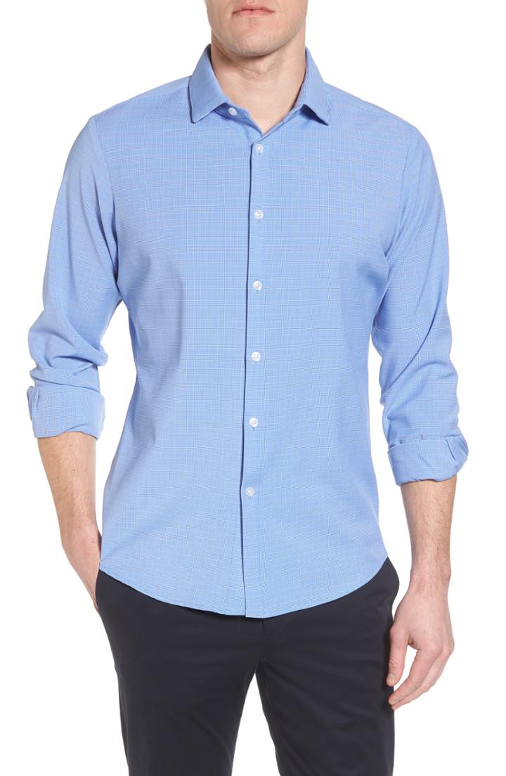 Men's Mizzen+main Maverick Slim Fit Plaid Sport Shirt, Size - Blue
