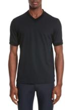 Men's Armani Collezioni Ribbed V-neck T-shirt, Size - Blue
