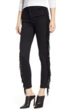 Women's Mother The Swooner High Waist Side Fringe Ankle Skinny Jeans - Black