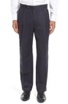Men's Berle Pleated Solid Wool Trousers X 32 - Blue