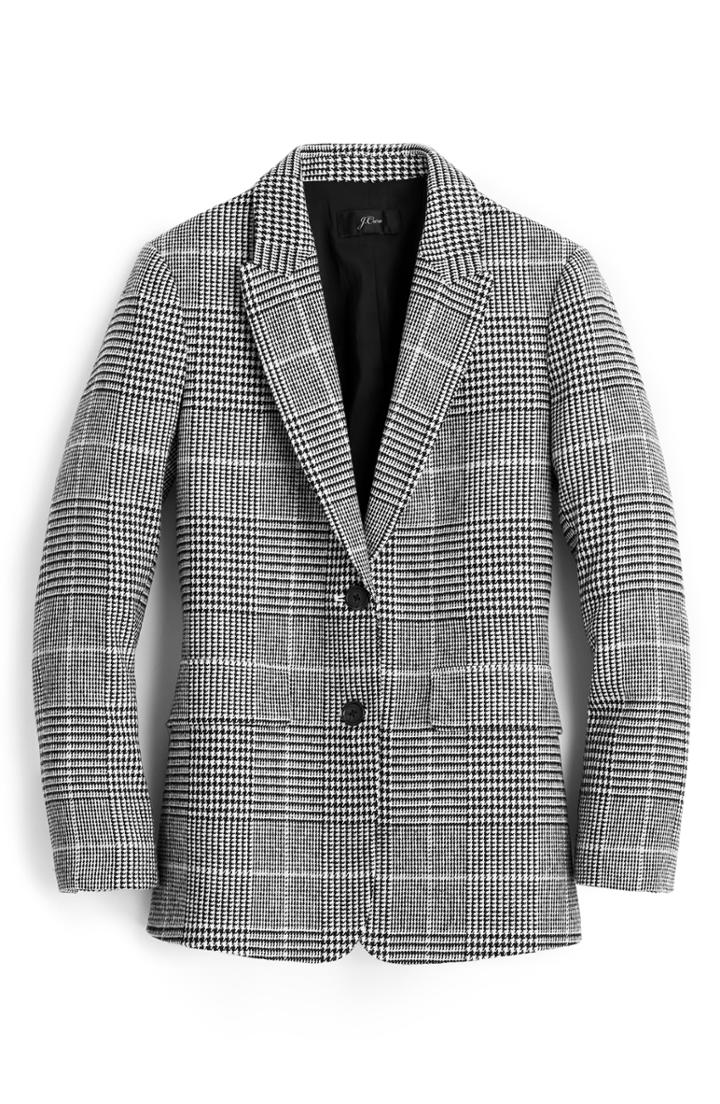 Women's J.crew Oversize Glen Plaid Blazer (similar To 14w) - Black