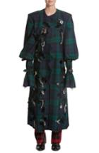 Women's Dilara Findikoglu Embellished Tartan Garden Coat - Green