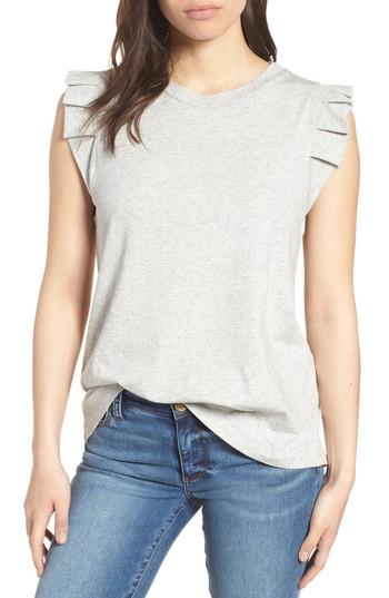 Women's Bobeau Pleat Ruffle Trim Tank Regular - Grey