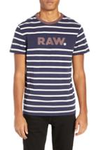 Men's G-star Raw Mow Stripe Logo T-shirt - Blue